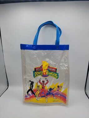 Mighty Morphin Power Rangers 1993 Clear Plastic Tote Bag 9.5" x 13"